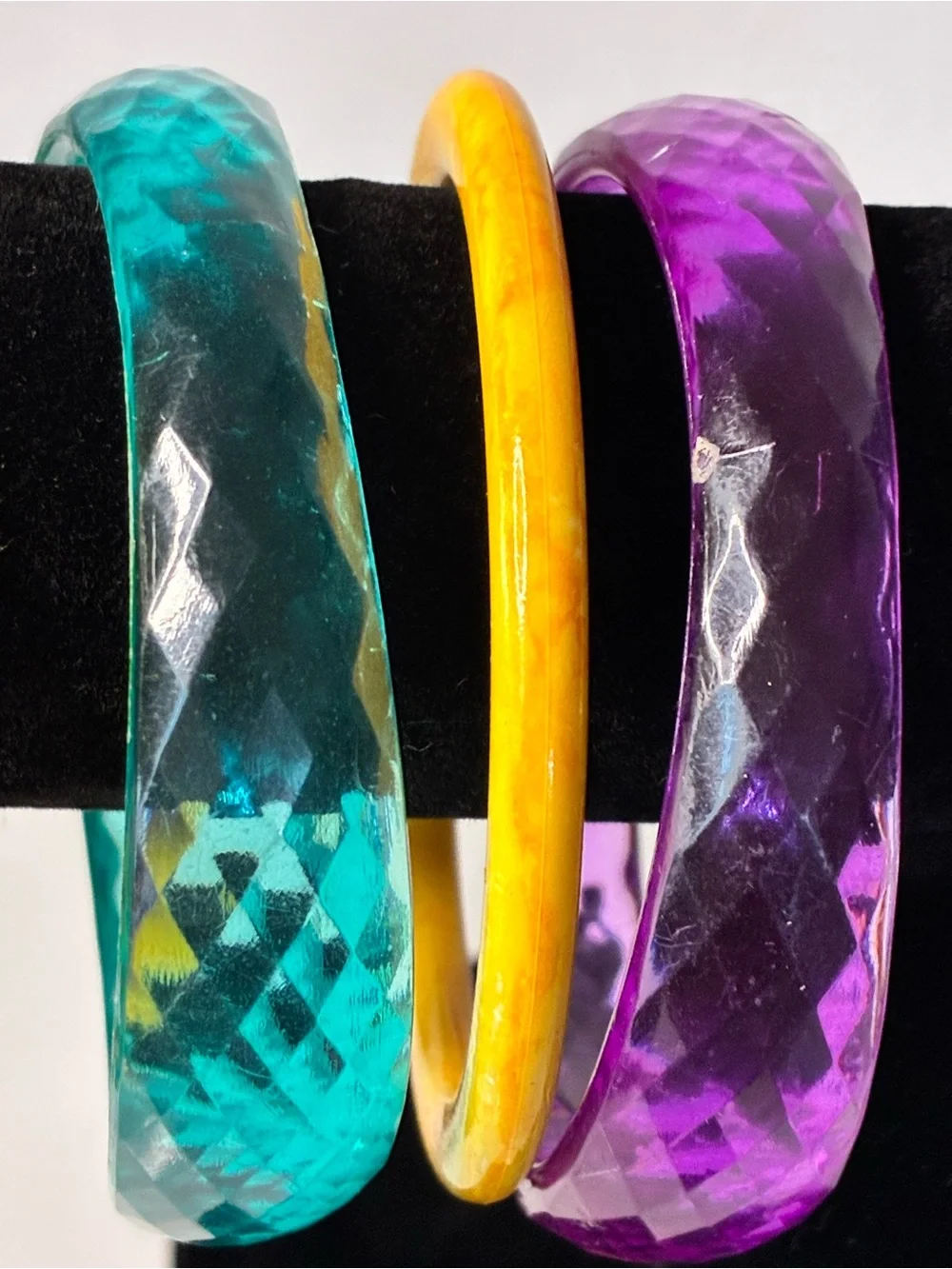 Source Unknown Colorful Resin Bangle Set - Purple, Teal, Green, Amber
